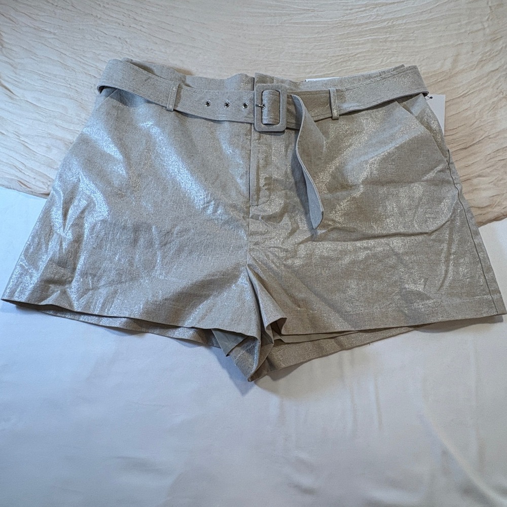 Nine West Tan/Gold Glam Belted‎ Shorts Pockets NWT Size XXL